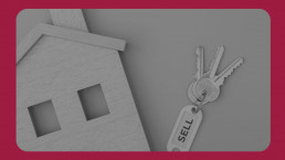 Wooden house and keys with 'sell' charm