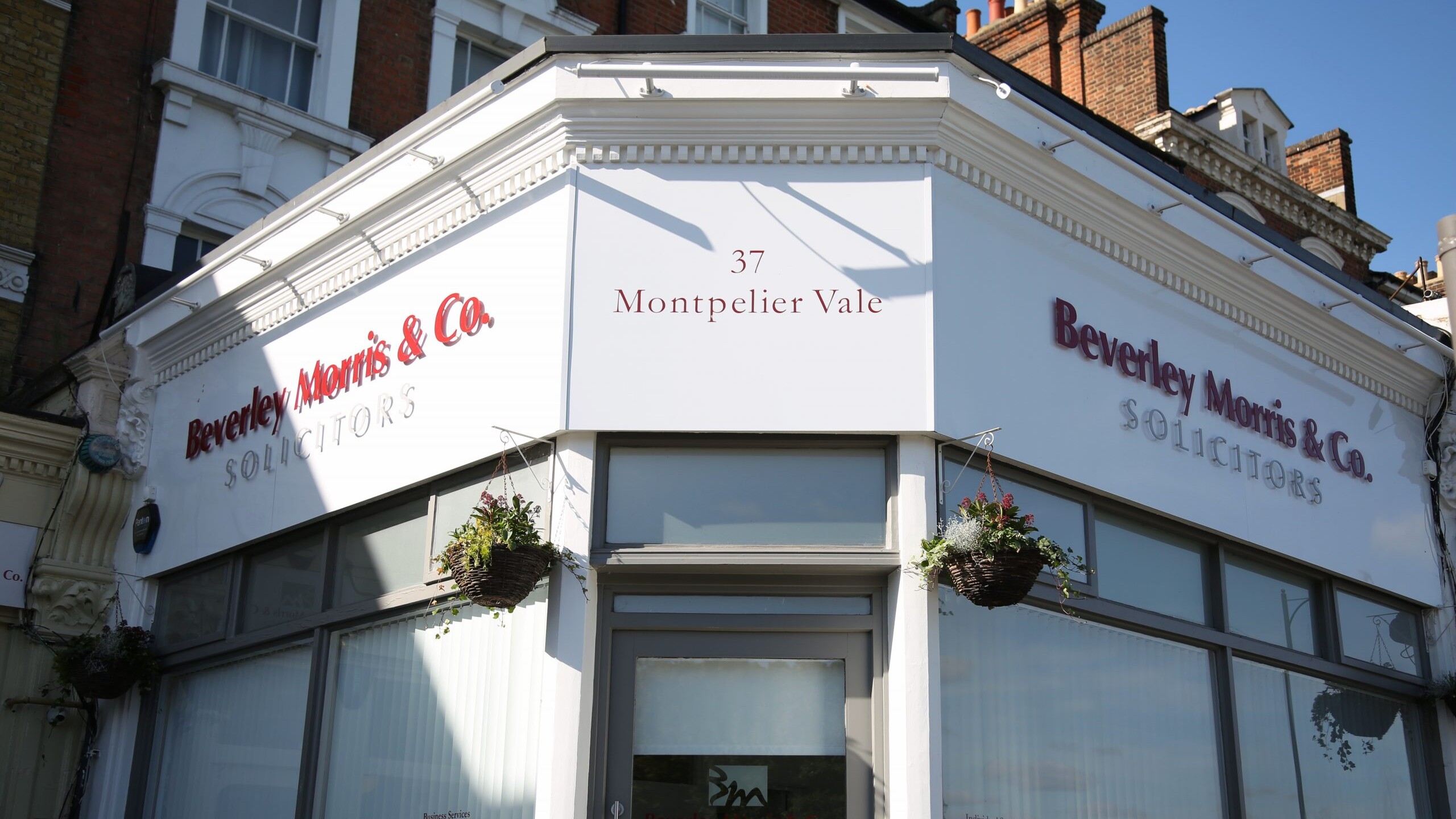 Outside Beverley Morris & Co office .